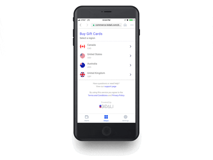 Bidali Commerce SDK in action